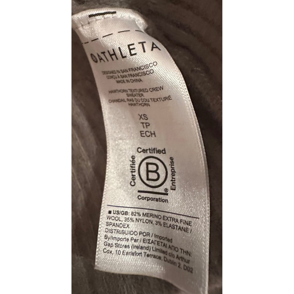 Athleta Merino Wool Blend Brown Patterned Crew Neck Sweater Womens XS - Picture 9 of 11